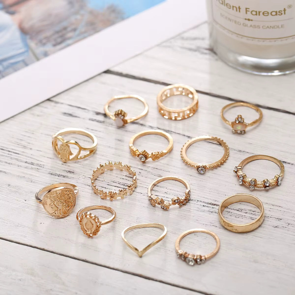 Gold Tone Ring Bundle – Mixed Design Set