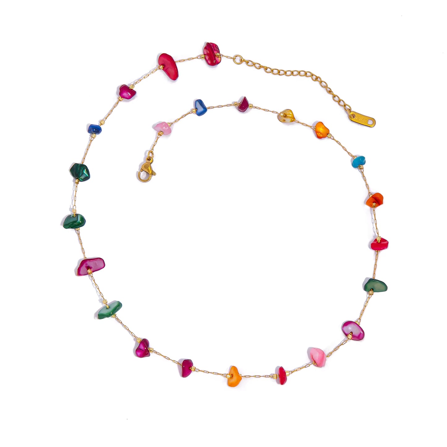Colourful Shell Bead Necklace | Gold Chain Shell Necklace for Women