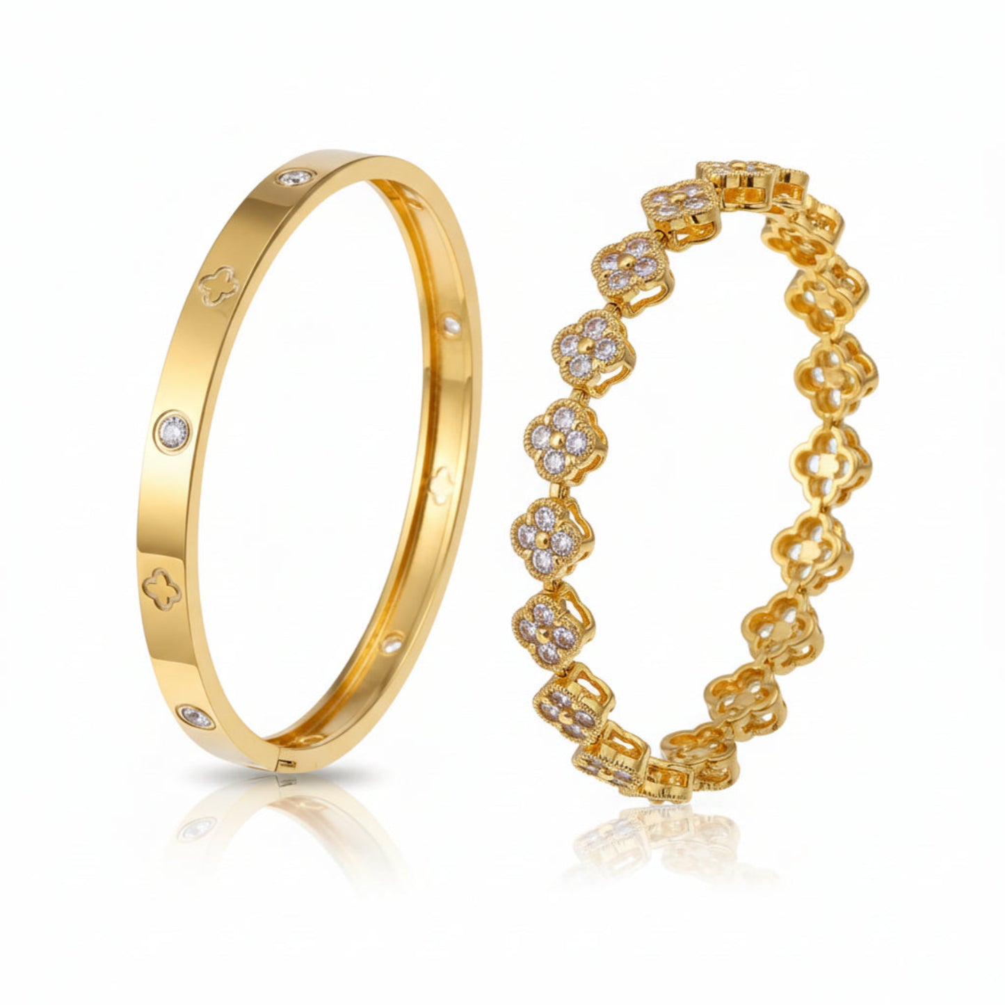 Clover Link Bracelet and Bangle Gold/Silver