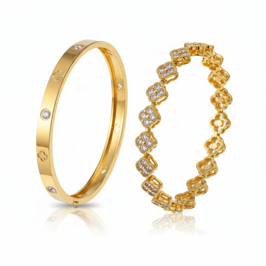 Clover Link Bracelet and Bangle Gold/Silver