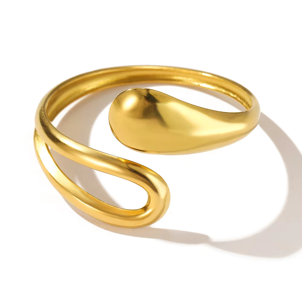 Minimalist Gold Open Cuff Bracelet – Modern Sculptural Adjustable Bangle