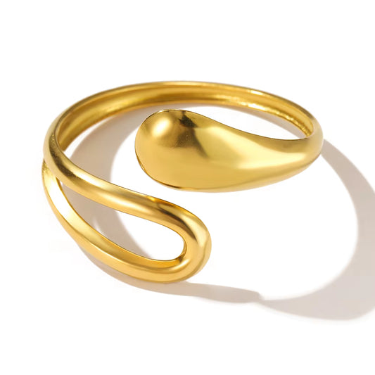 Minimalist Gold Open Cuff Bracelet – Modern Sculptural Adjustable Bangle