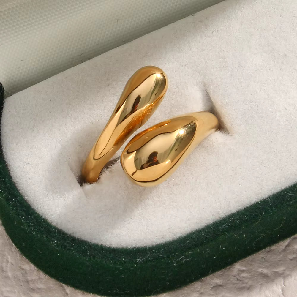 Minimalist Gold Open Ring – Modern Statement Adjustable Ring