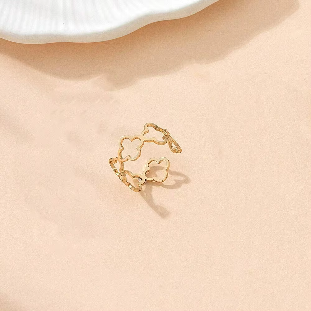 Gold Chain Link Ring – Adjustable Clover Link Statement Ring