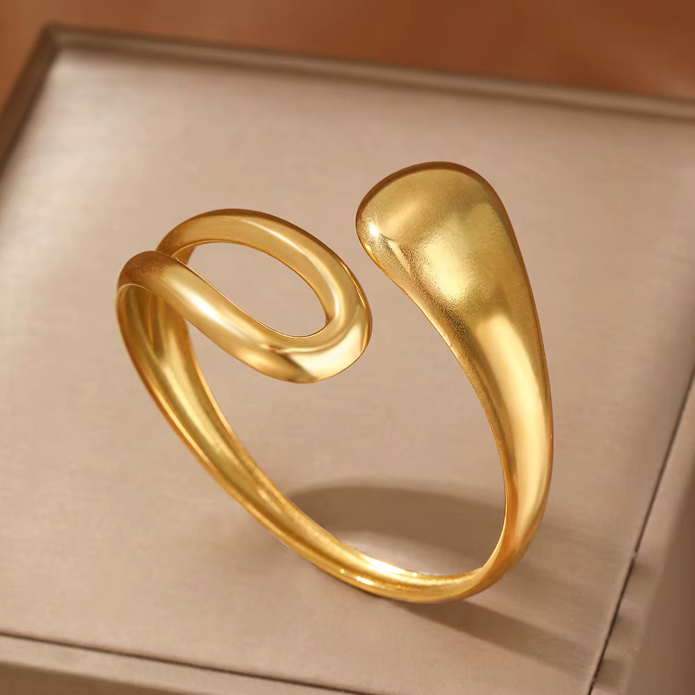 Minimalist Gold Open Cuff Bracelet – Modern Sculptural Adjustable Bangle