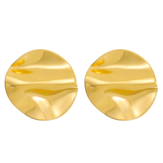 Wavy Circle Stud Earrings