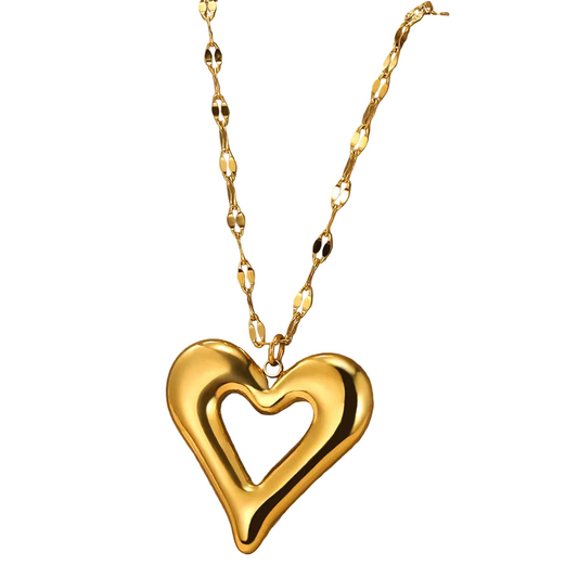 Gold Open Heart Pendant Necklace – Modern Sculptural Design