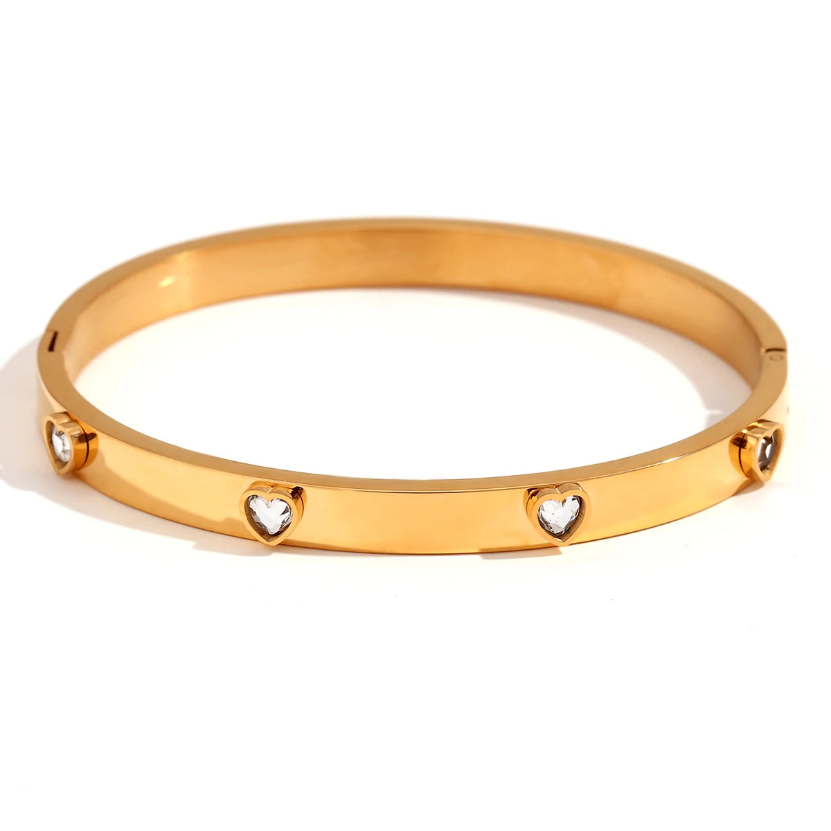 Sophia’s Heart: 18ct Gold-Plated Bangle with Zirconia Charms