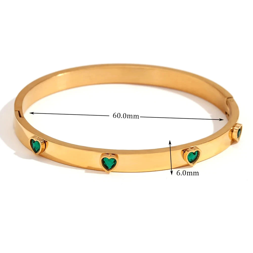 Sophia’s Heart: 18ct Gold-Plated Bangle with Zirconia Charms