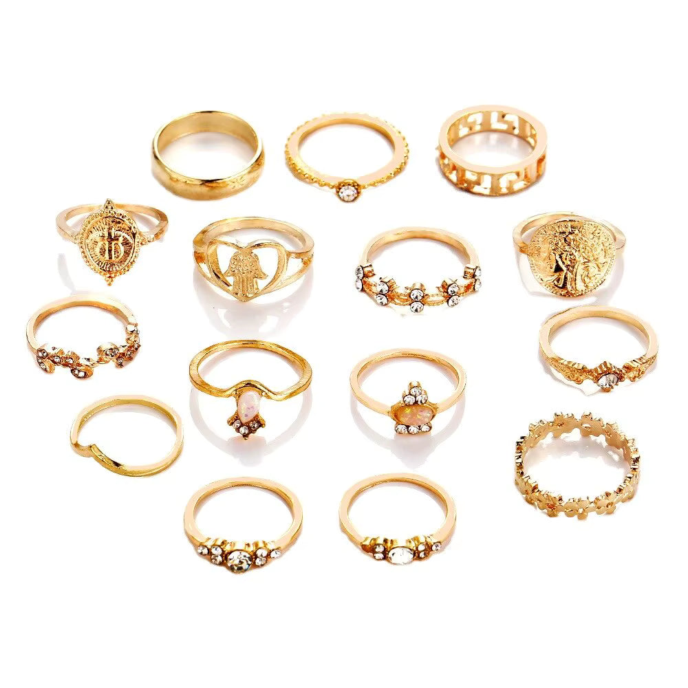 Gold Tone Ring Bundle – Mixed Design Set