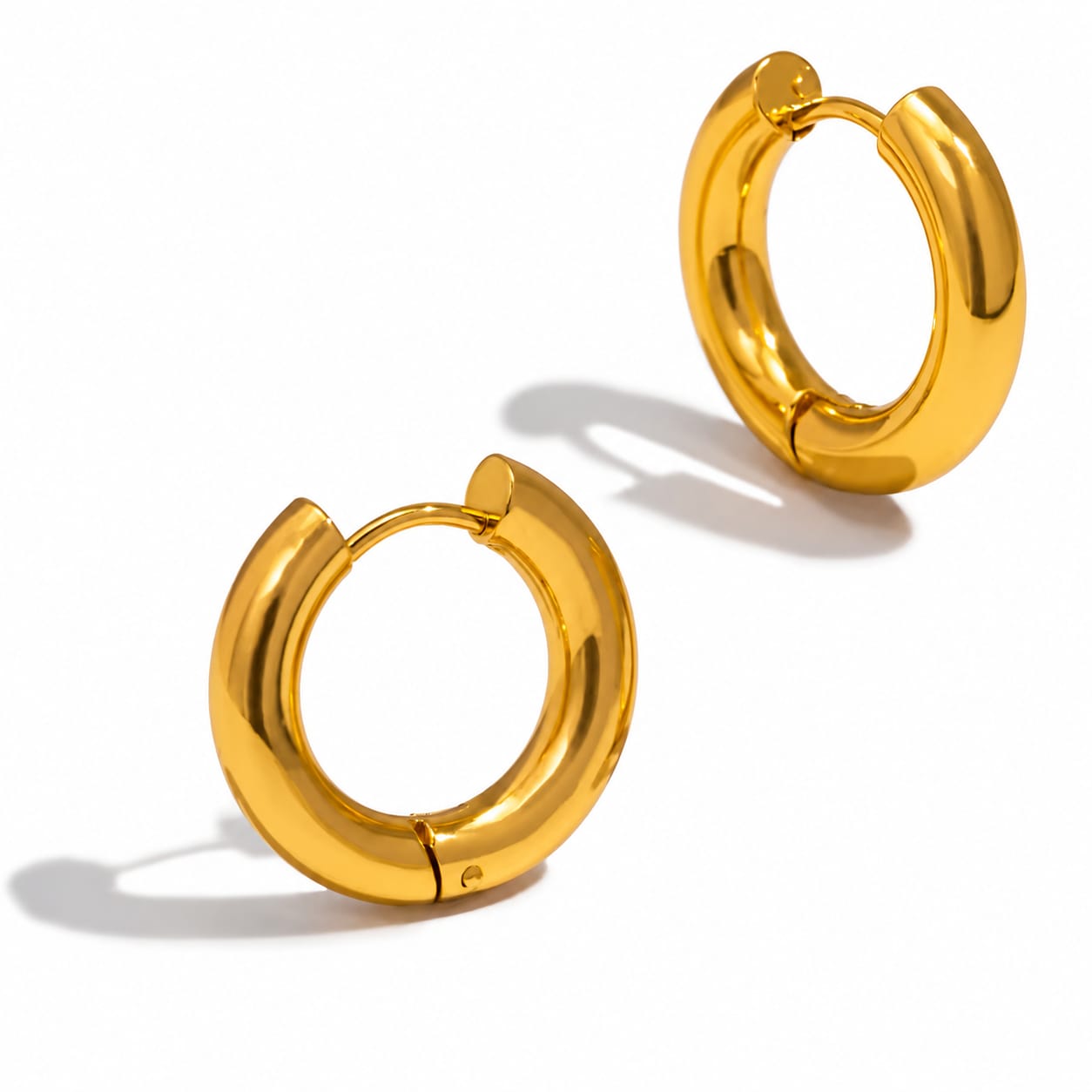 Gold Chunky Hoop Earrings | Classic Polished Huggie Hoop Earrings for Women