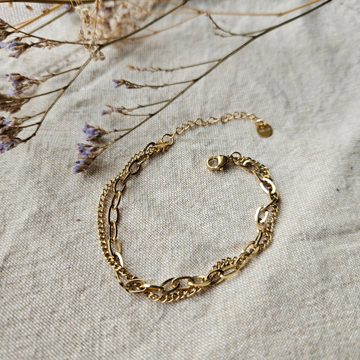 Gold Double Chain Bracelet – Layered Link Design