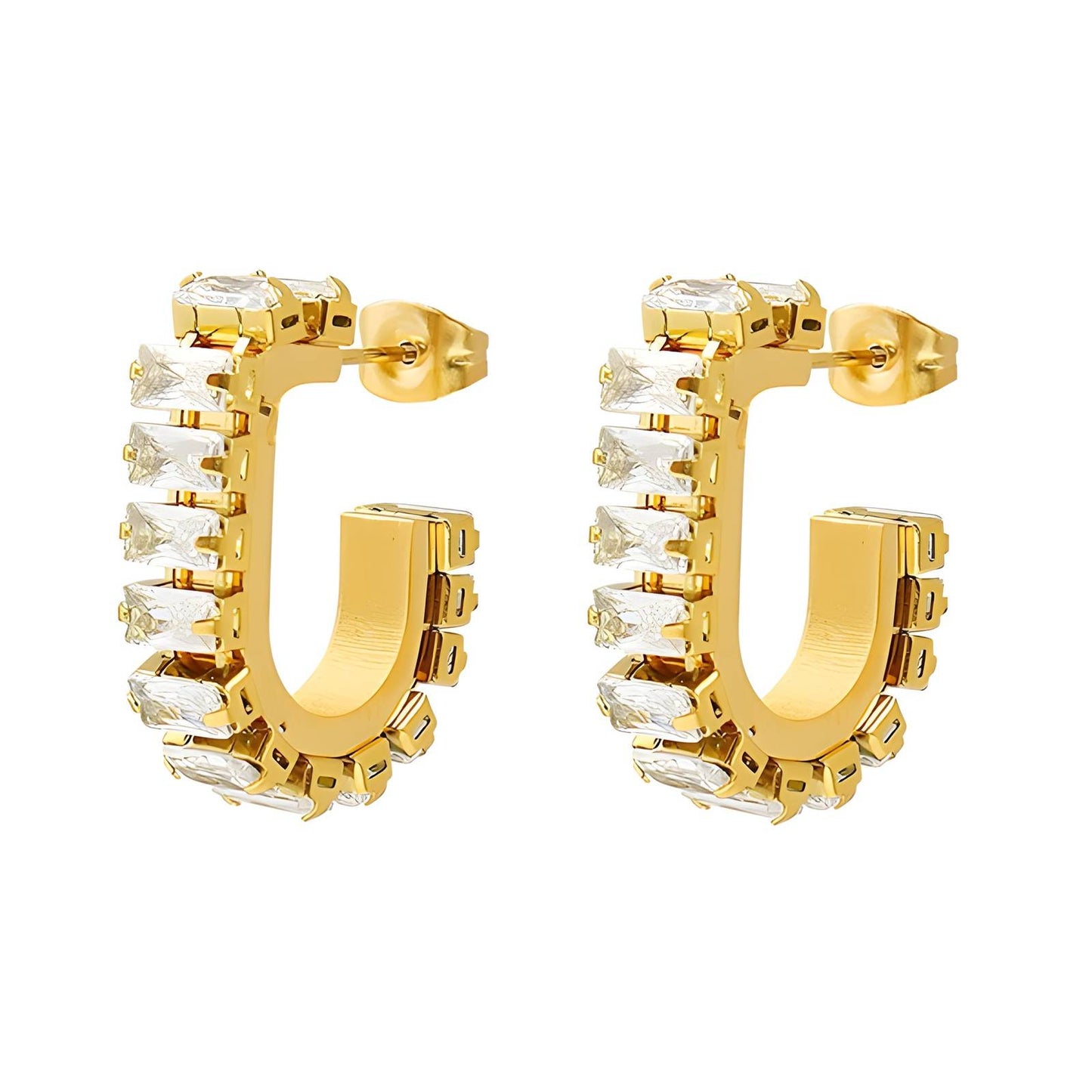 Celestial Links: Chain Style Zirconia Earrings