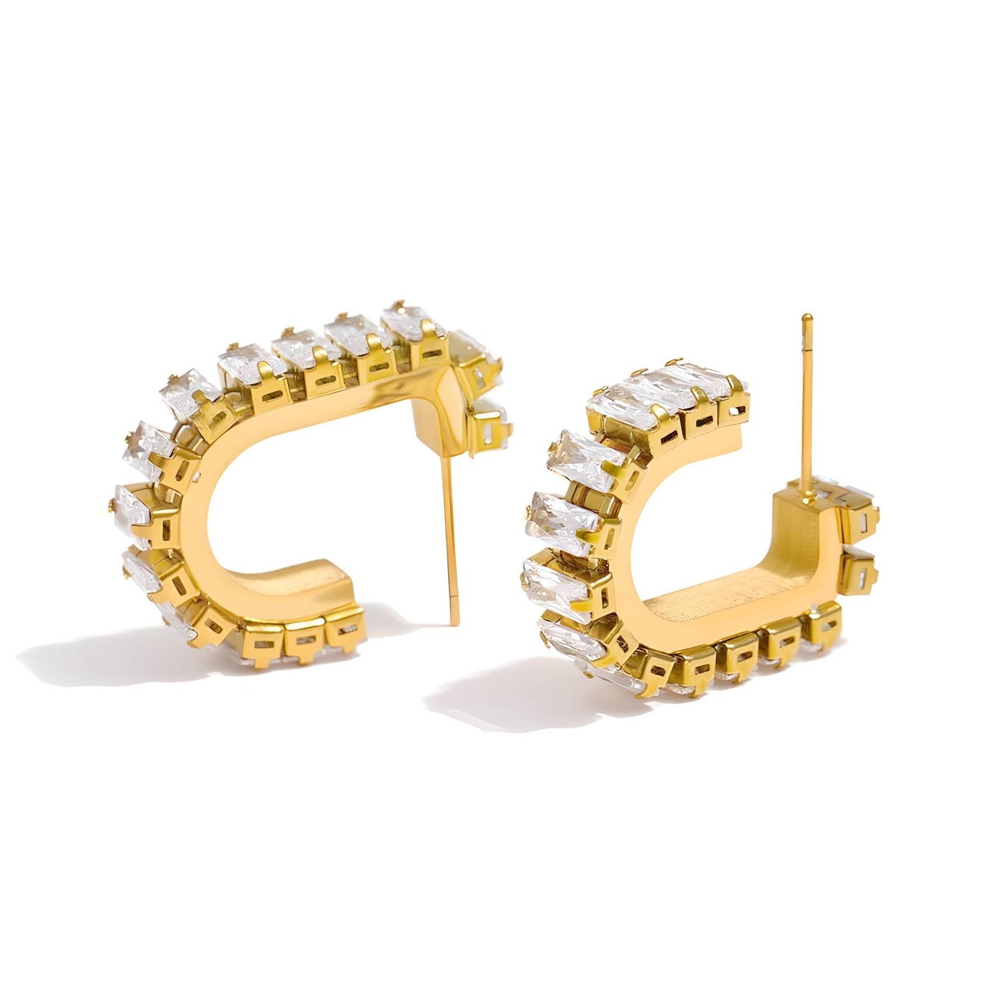 Celestial Links: Chain Style Zirconia Earrings