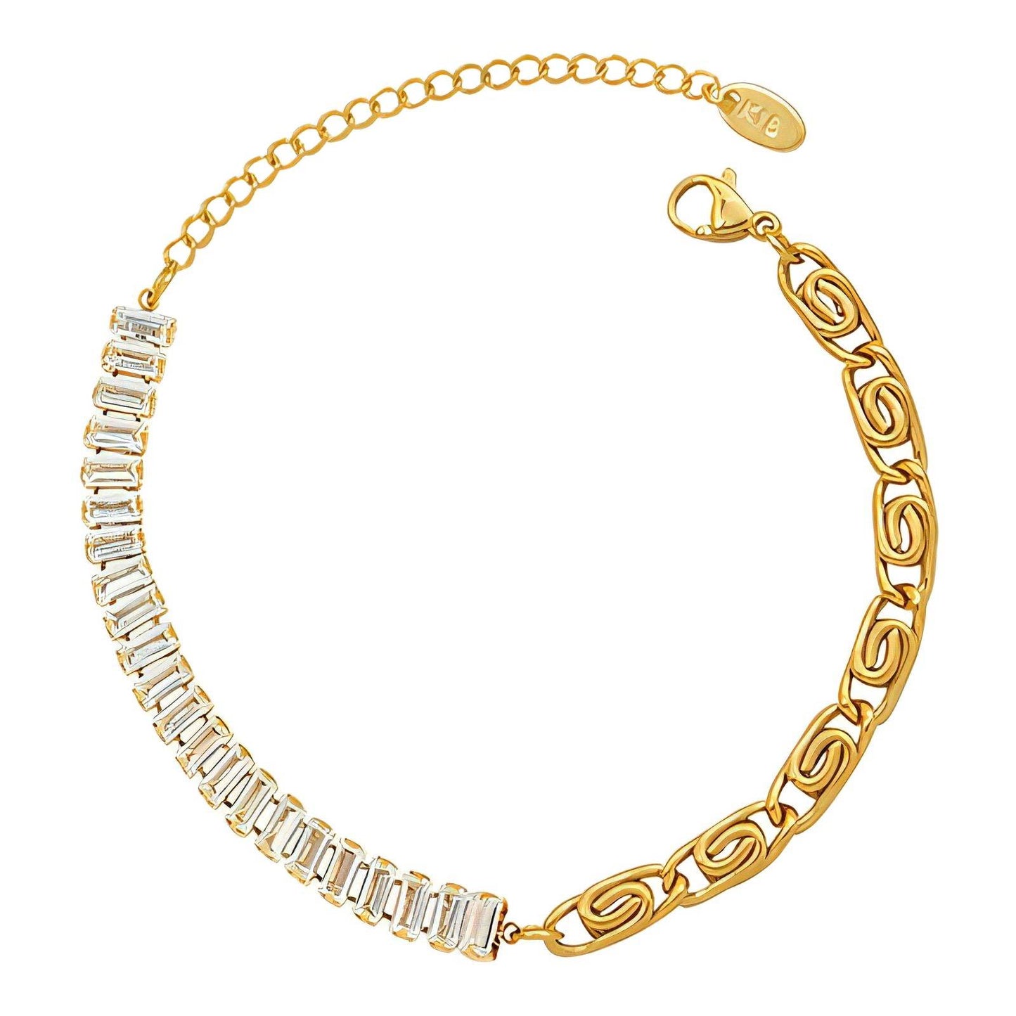 Chic Links: Zirconia-Adorned Curly Chain Bracelet