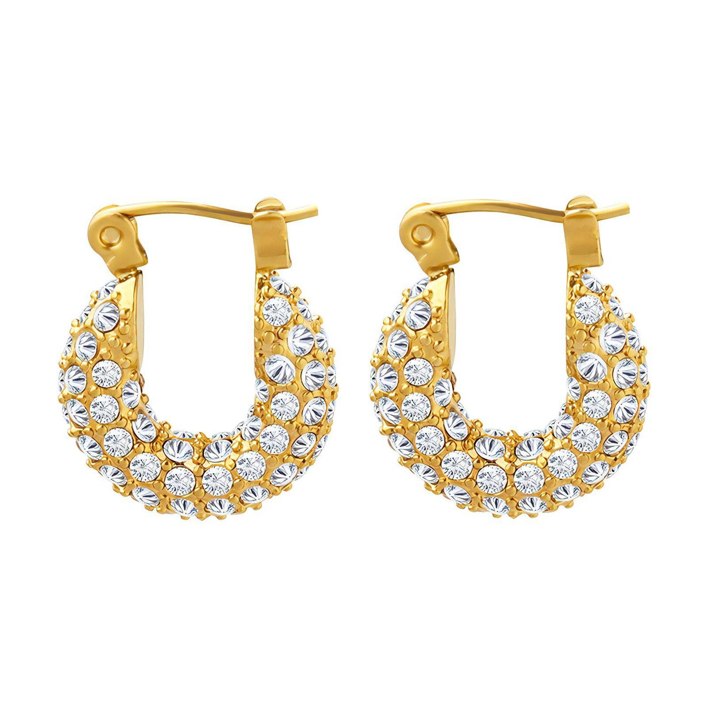 Glimmering Radiance: Gold Earrings with Small Zirconia