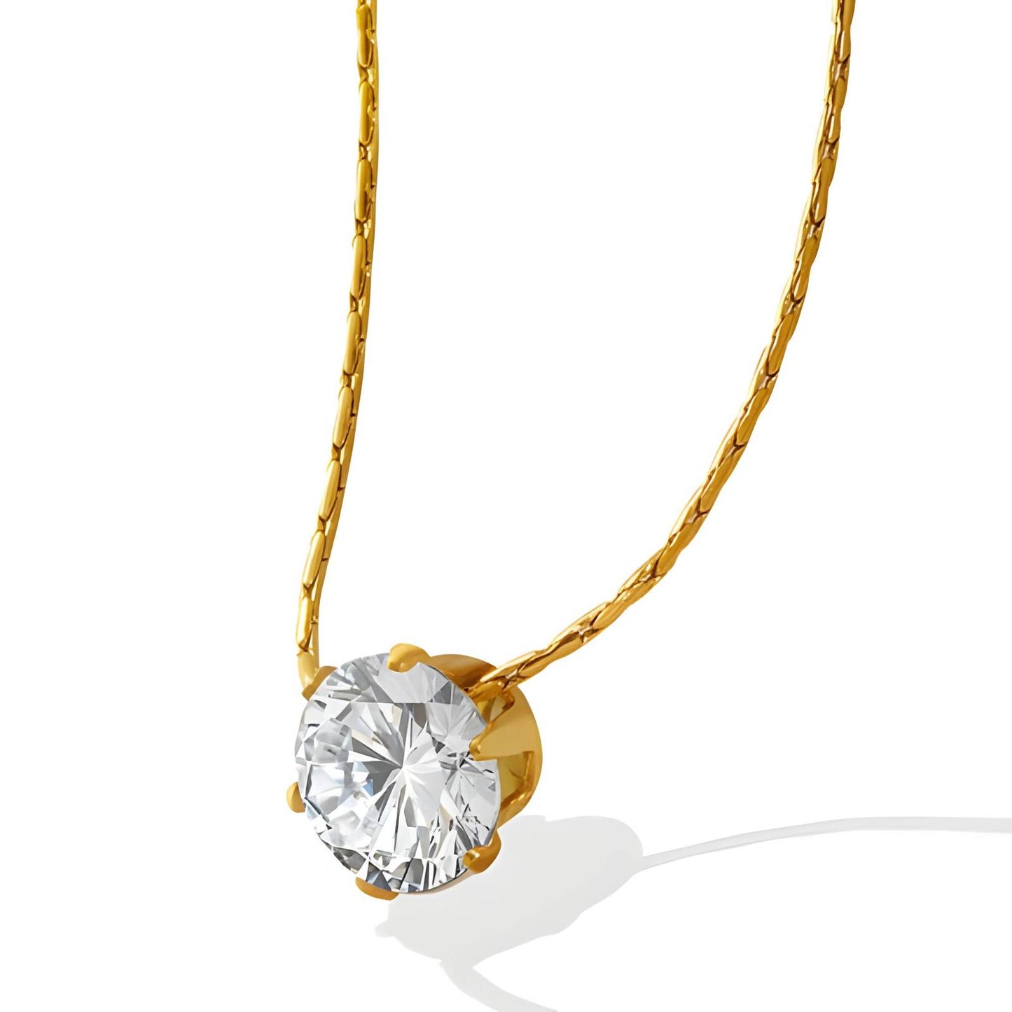Timeless Beauty: Petite Zirconia Pendant on a Fine Gold Necklace