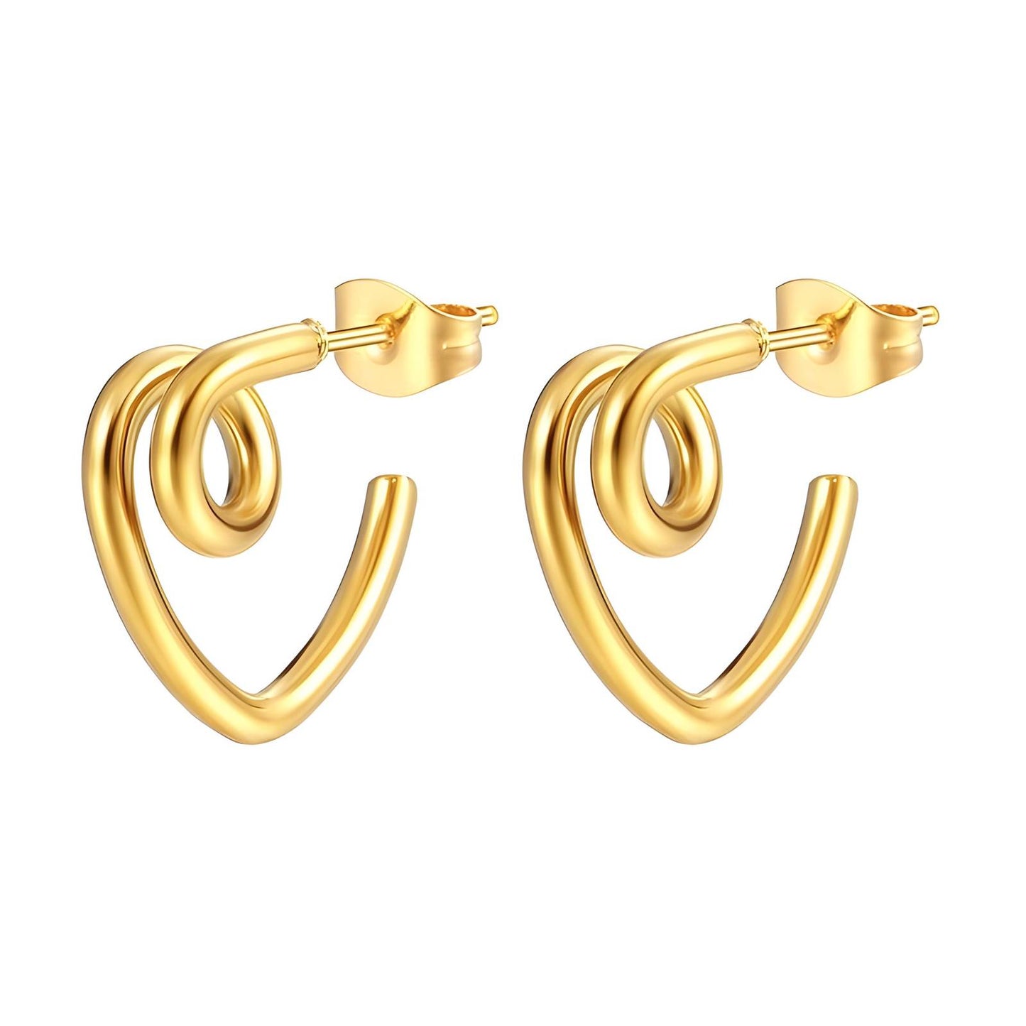 Golden Twists of Love: Heart-Shaped Wire Earrings for Chic Style