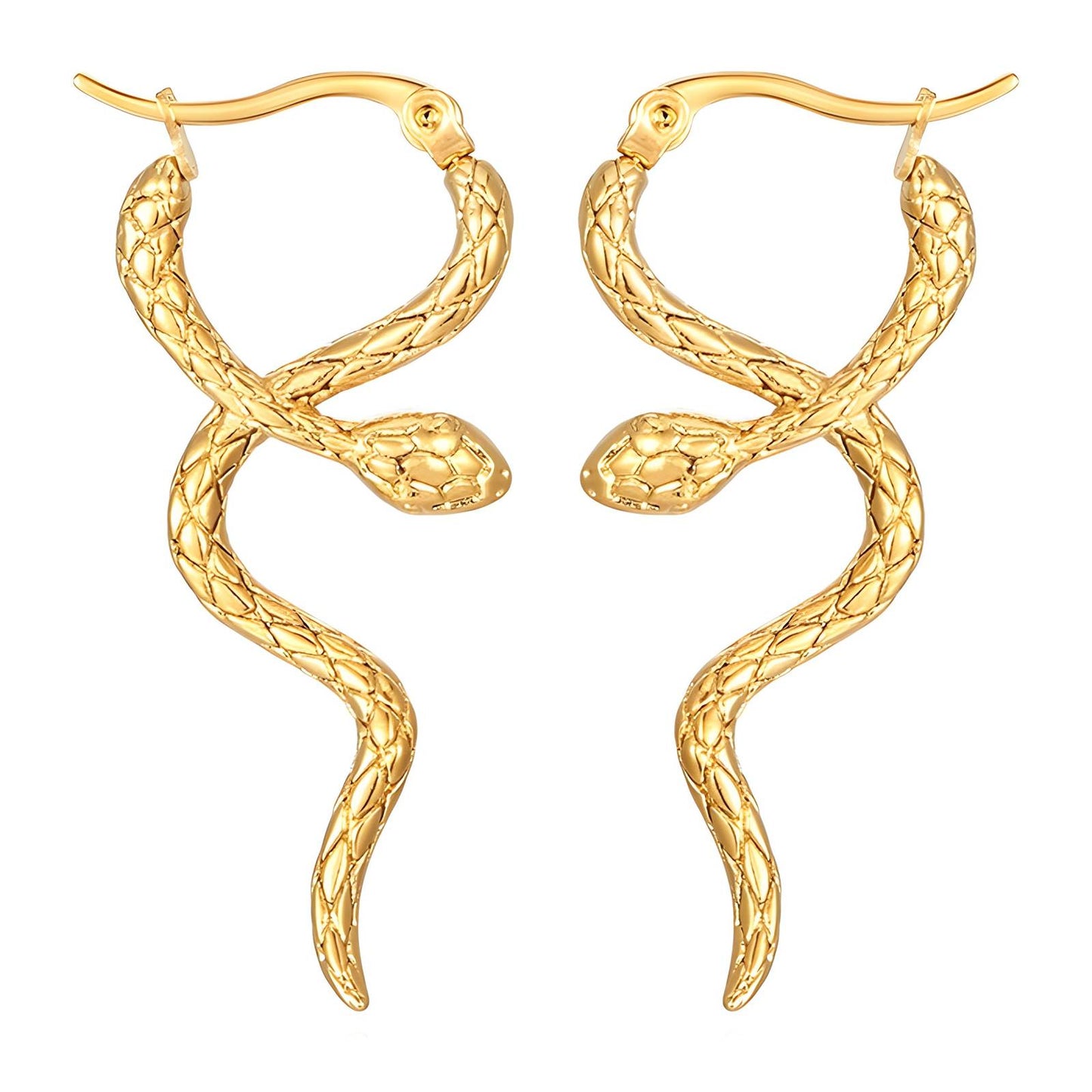 Snake Enchantment: Exquisite 18k Gold Earrings for a Captivating Look